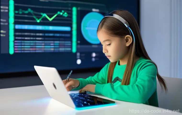 코딩교육지도사와 AI 기반 학습 도구 - **Prompt:** "A warm and inviting scene in a modern German coding classroom. A kind female human ment...