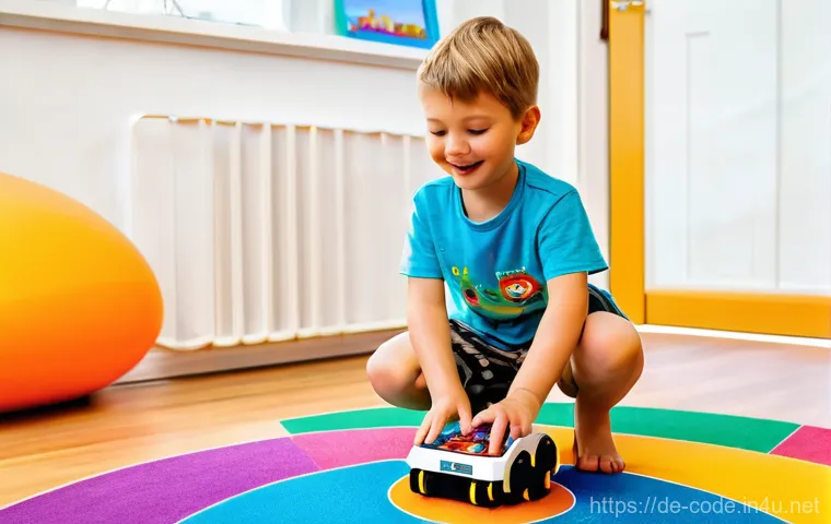 코딩교육지도사와 학습 동기 부여 사례 - **Prompt 1: Playful First Steps into Coding**
    A bright, vibrant image depicting a joyful 6-year-...