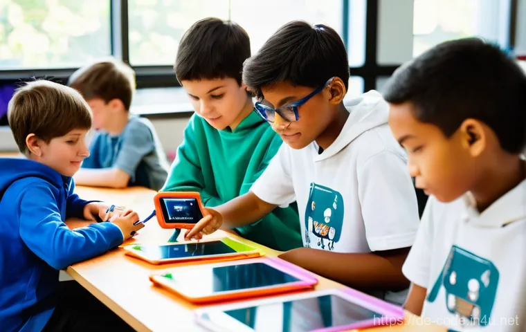 코딩교육지도사와 기초 컴퓨터 과학 교육 - **Prompt 1: Young Innovators in a Digital Workshop**
"A diverse group of 8-12 year old children,...