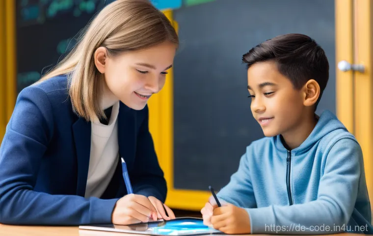 코딩교육지도사와 기초 컴퓨터 과학 교육 - **Prompt 2: Bridging the Digital Divide in a German Classroom**
    "A classroom in a typical, well-...