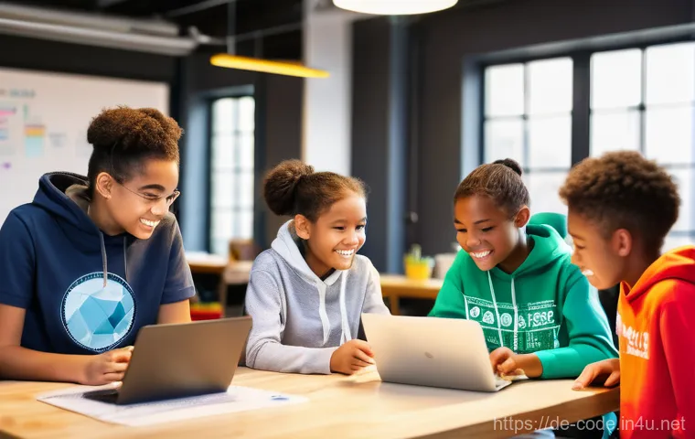 코딩교육지도사 자격증 준비 핵심 과목 - Prompt 1: Young Innovators in a Modern Coding Workshop**