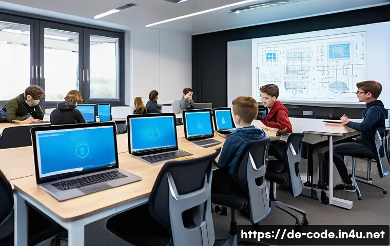 코딩교육지도사와 학습 환경 설계 사례 - **Prompt 1: Coding as a Future Skill in a Modern German Setting**
"A vibrant, wide-angle shot of...