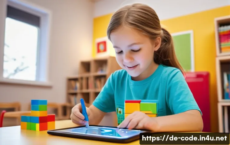 코딩교육지도사와 교육 지원 정책 사례 - **Prompt 1: Young Coder's Discovery**
    "A bright, cheerful image of a happy 7-year-old German gir...
