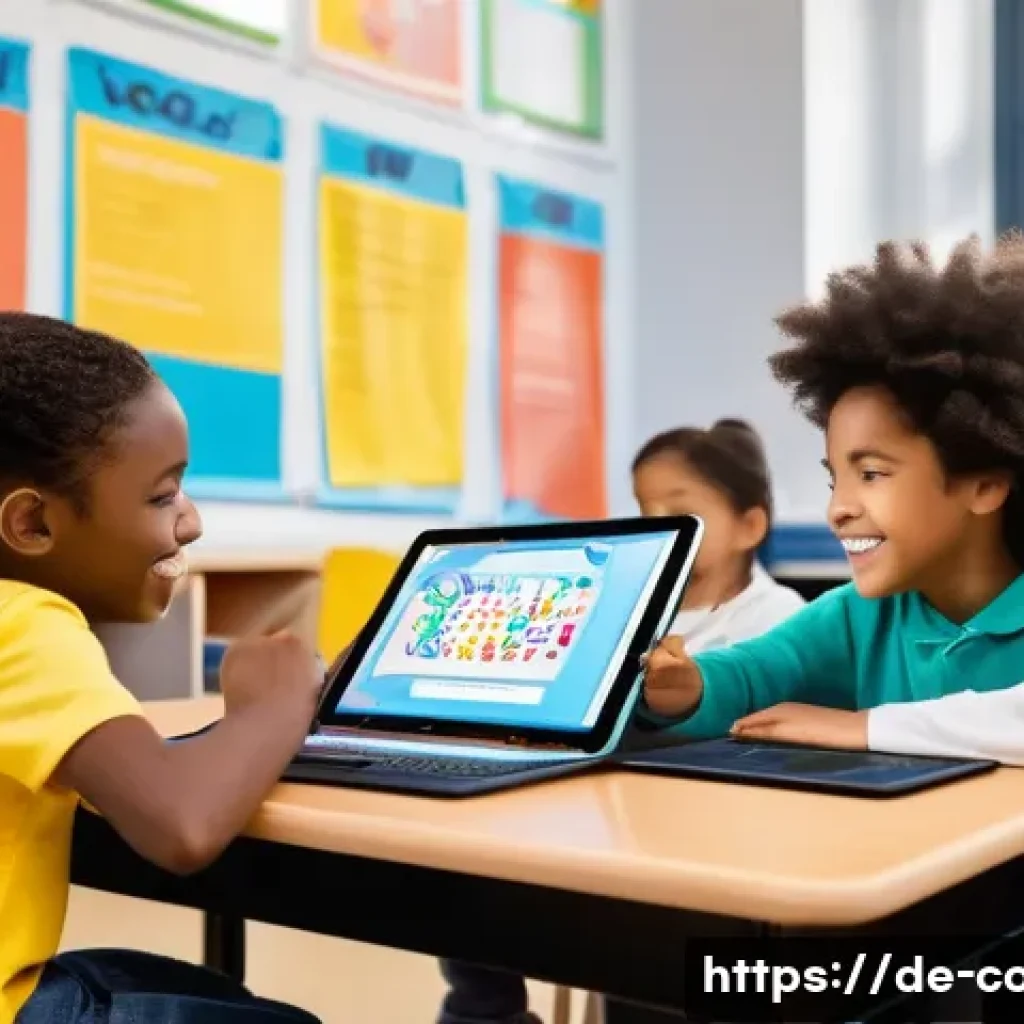 코딩교육지도사와 소프트웨어 교육의 필요성 - **Prompt:** A vibrant, diverse group of primary school children (ages 8-10) are seated around modern...