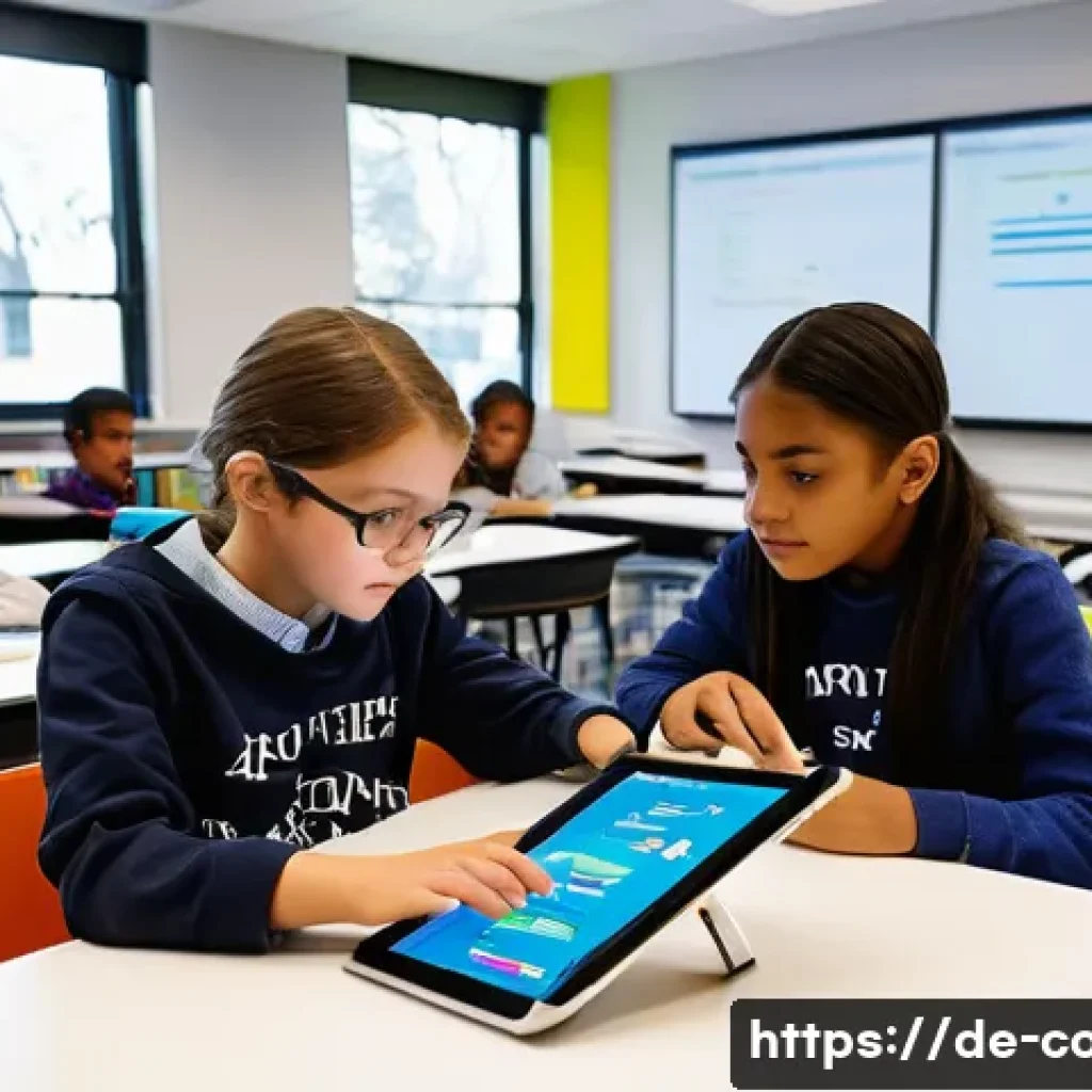 코딩교육지도사와 관련된 최신 교육 정책 - **Prompt:** "A vibrant, modern classroom scene during a digital learning session. Diverse students, ...