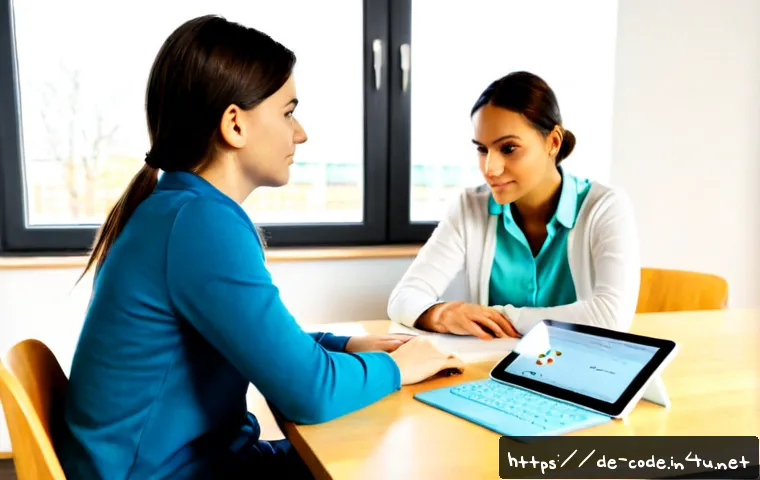 코딩교육지도사와 학습 자료 분석 사례 - Photorealistic German coding education instructor in a bright modern classroom, carefully comparing ...